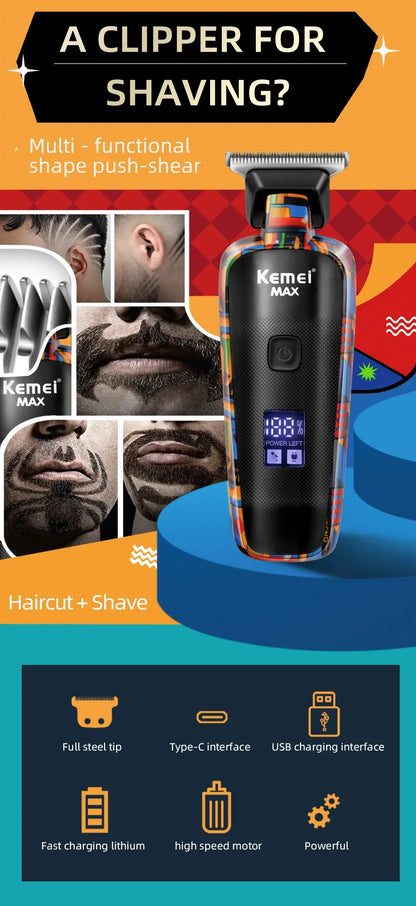 Kemei Digital Display Professional Barber Pusher For Men