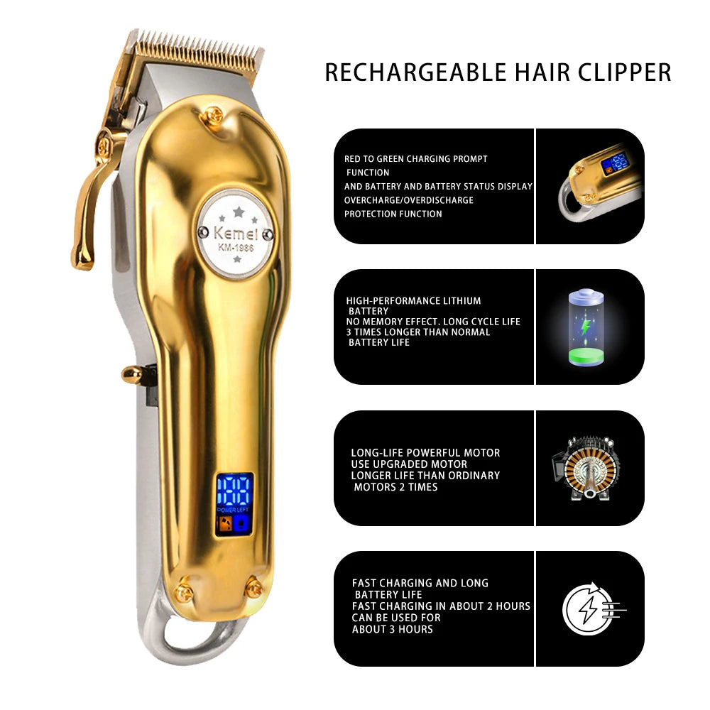 Kemei Full Metal Hair Trimmer For Men Beard Trimmer