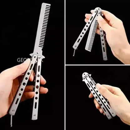 Foldable Comb Stainless Steel Practice Training Butterfly Comb