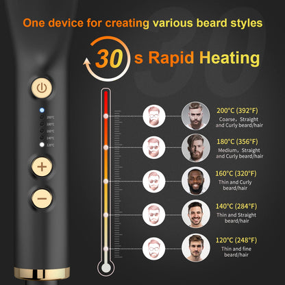 Beard Hair Straightening Brush Hot Heated Comb Men Beard
