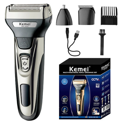 Kemei KM-1429 Rechargeable 3 in 1 Beauty Kit Electric Shaver Kit