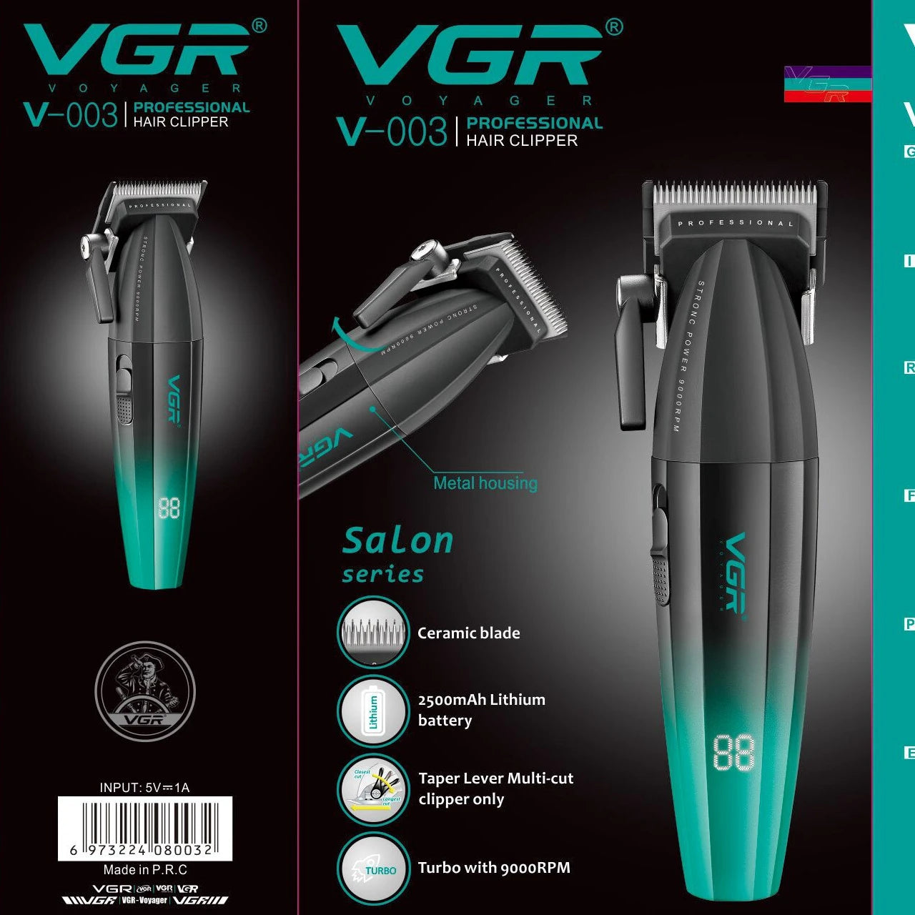 Original VGR Metal 9000RPM Hair Clipper Hair Cutting