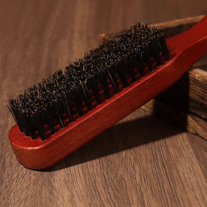 Men Beard Brush Natural Wood Handle Boar Bristle