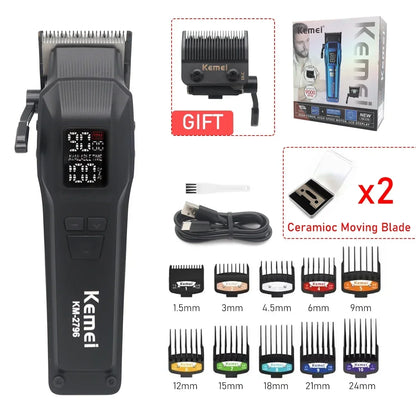 Kemei KM-2796 9000RPM Brushless Motor DLC Blade LCD Hair Cutting