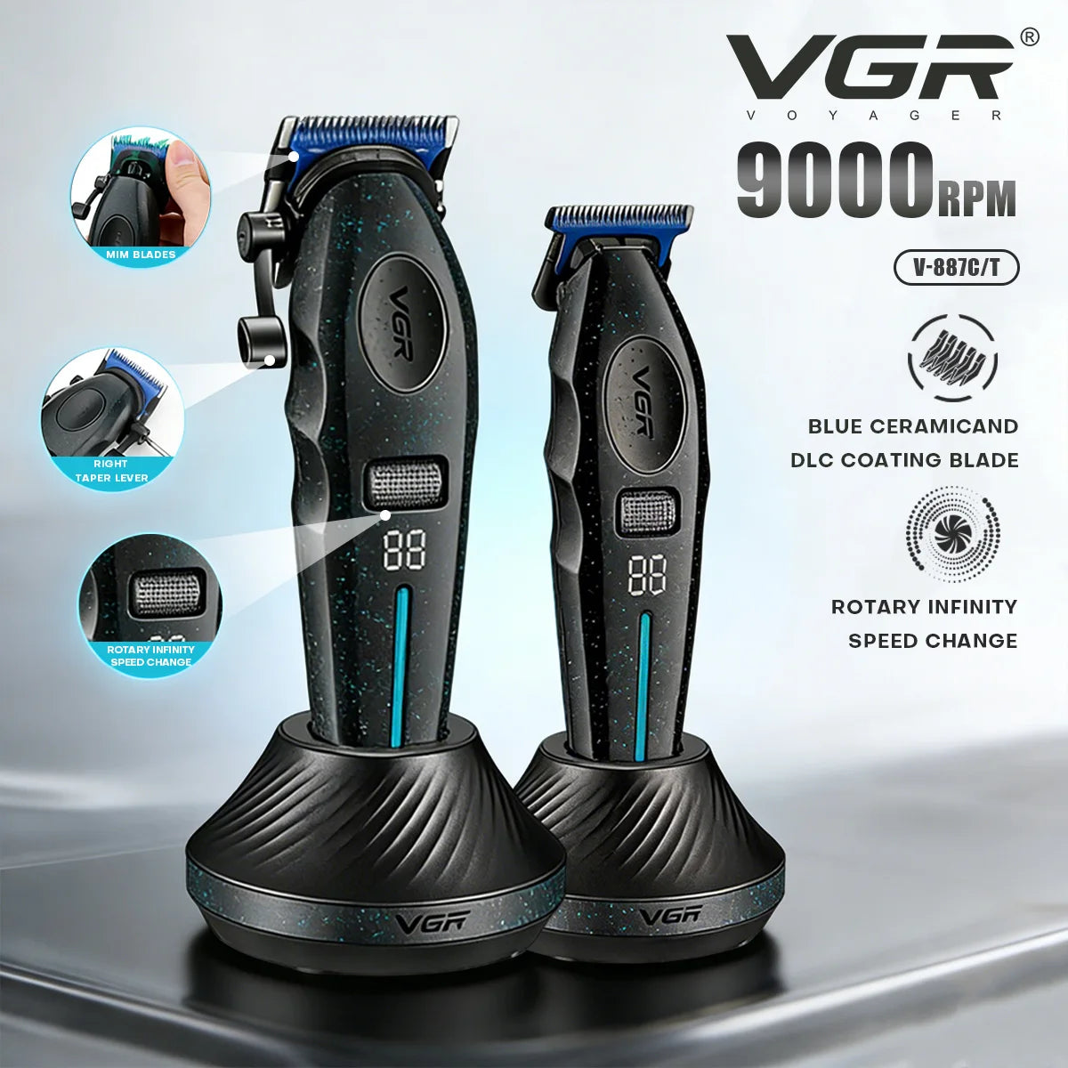 VGR Hair Trimmer 9000 RPM Clippers  V-887