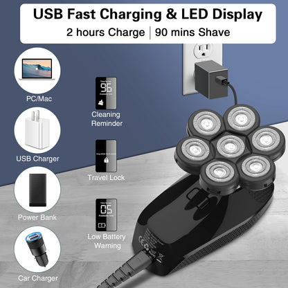 Kensen 5 in 1 Electric Shaver 7D Floating Cutter Head Rechargeable Shaver Kit