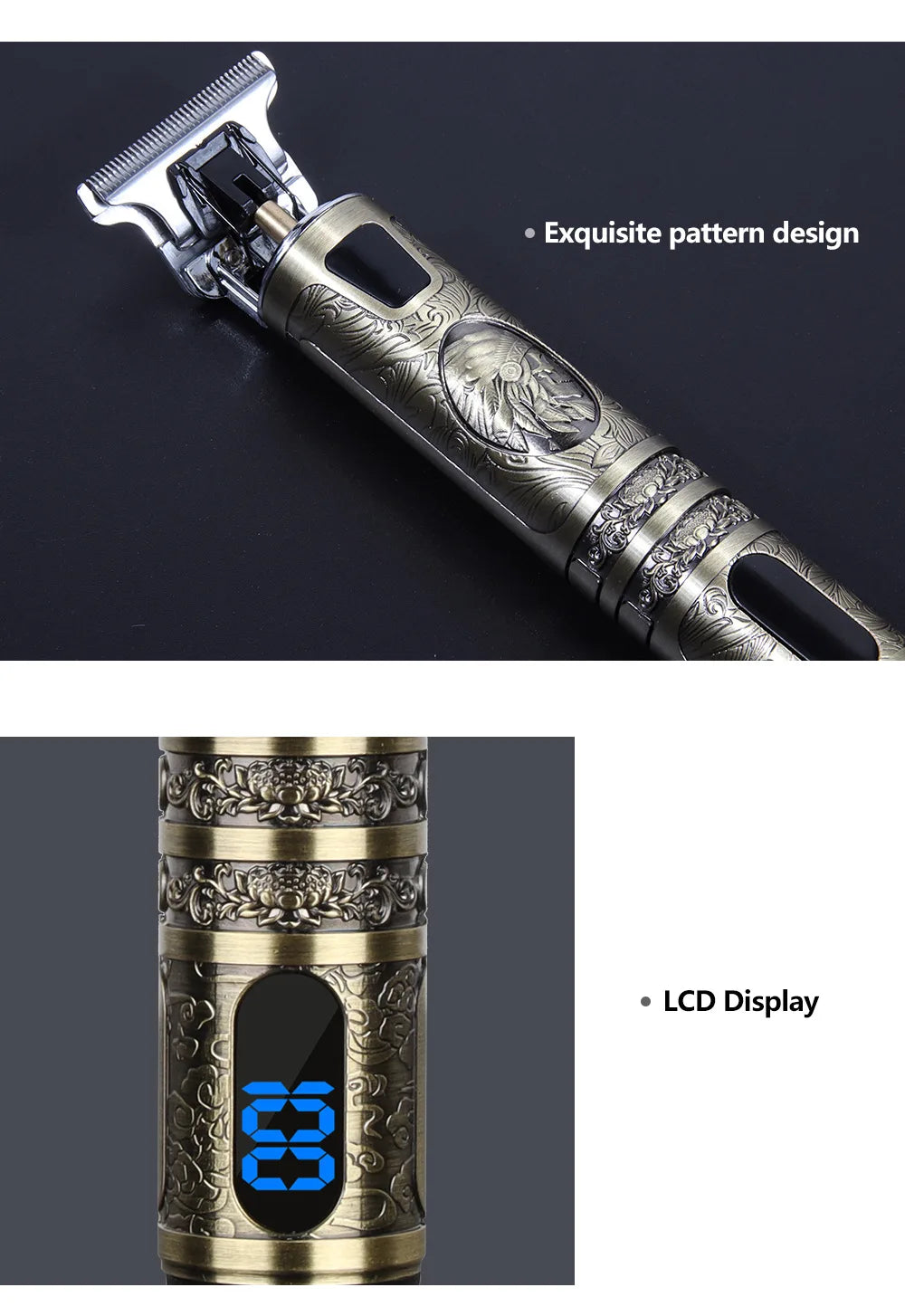 T9 LCD Electric Hairdresser Oil Shaving Head Trimmer