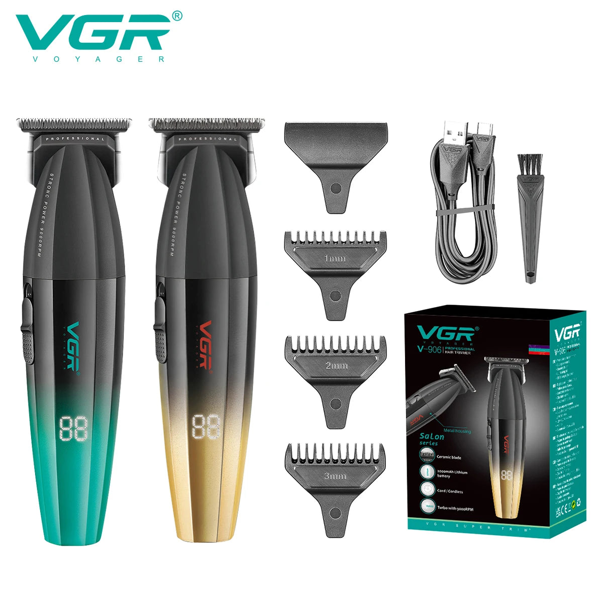 VGR V-906 Hair Salon Home Hair Trimmer Gradient Metal Body