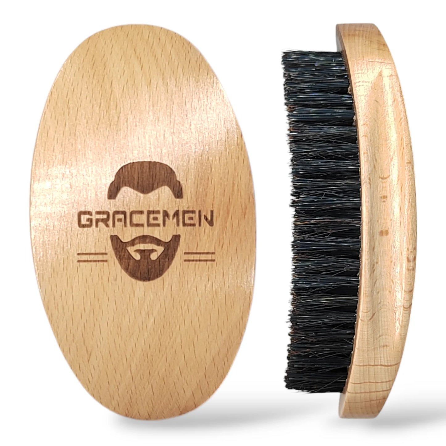 Gracemen 360 Wave Brush Afro Men Curved Wooden Handle