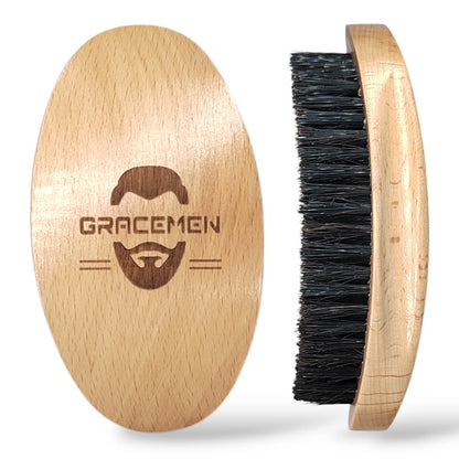 Gracemen 360 Wave Brush Afro Men Curved Wooden Handle