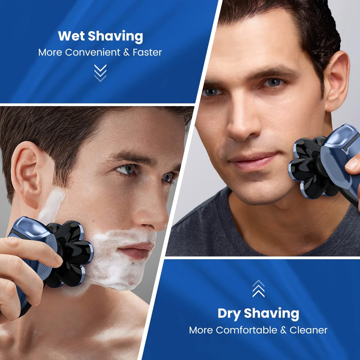 Sejoy Electric Bald Men Shavers Head 7 Floating Heads
