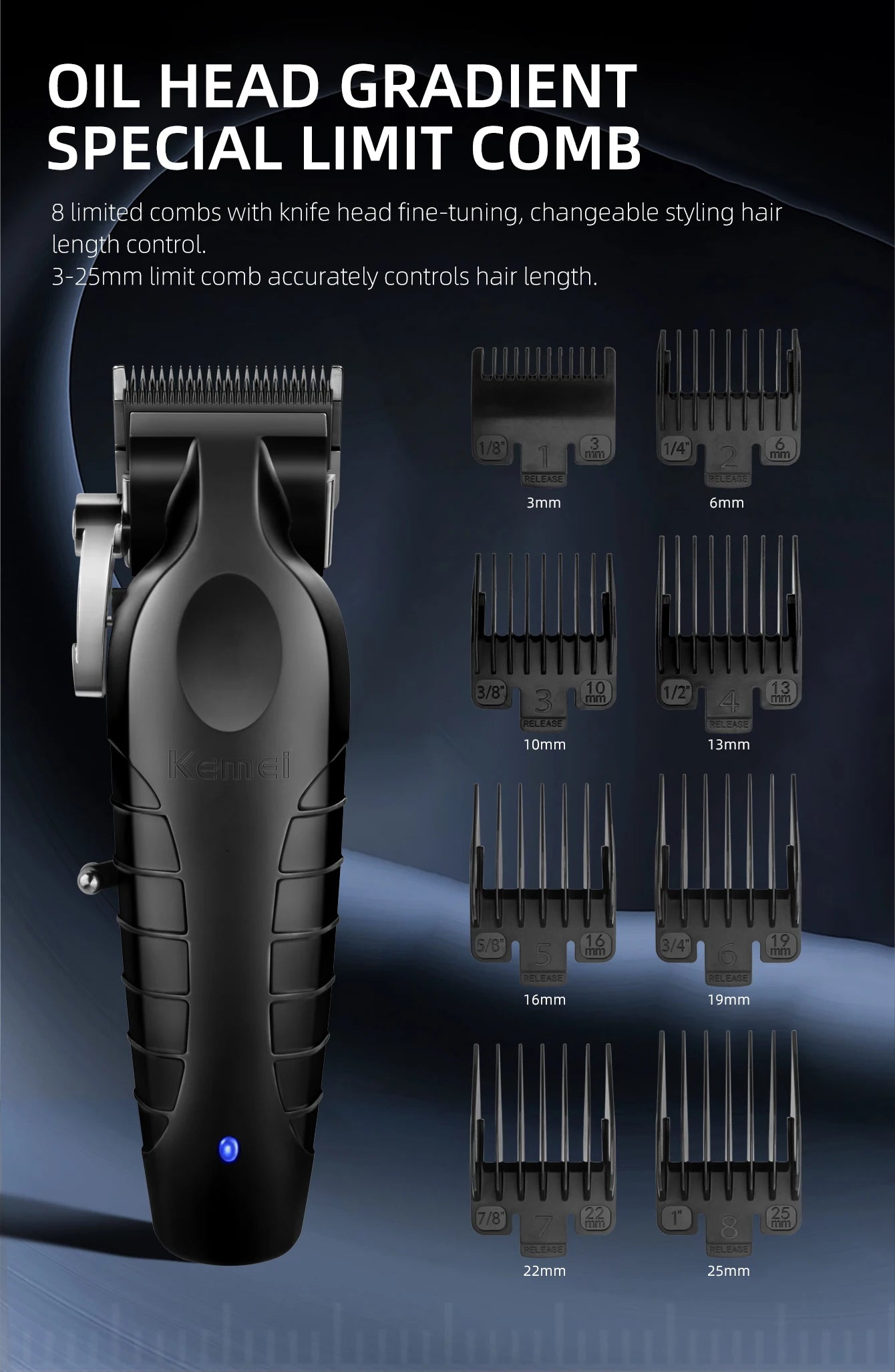 Kemei Men's Electric Hair Clipper USB Rechargeable KM-2296
