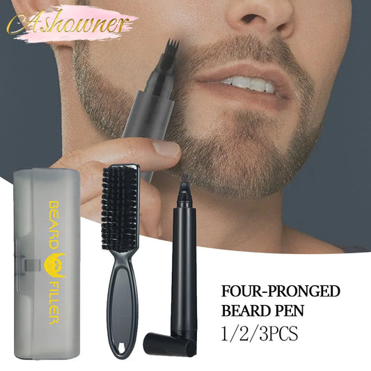 Waterproof Beard Pen Beard Filler Pencil And Brush Beard Enhancer Moustache