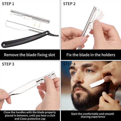 Manual Shaver Stainless Straight Edge Steel Sharp Razor