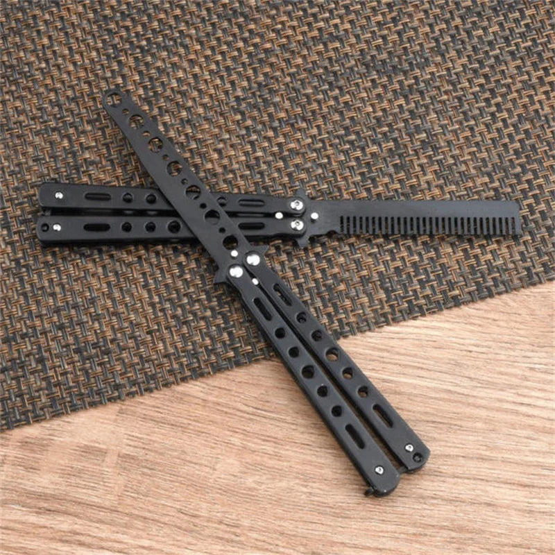 Stainless Steel Butterfly Comb Practice Training Beard Moustache