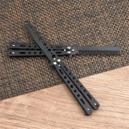 Stainless Steel Butterfly Comb Practice Training Beard Moustache