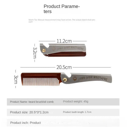New Foldable comb Folding Pocket Clip Hair Moustache Beard Comb