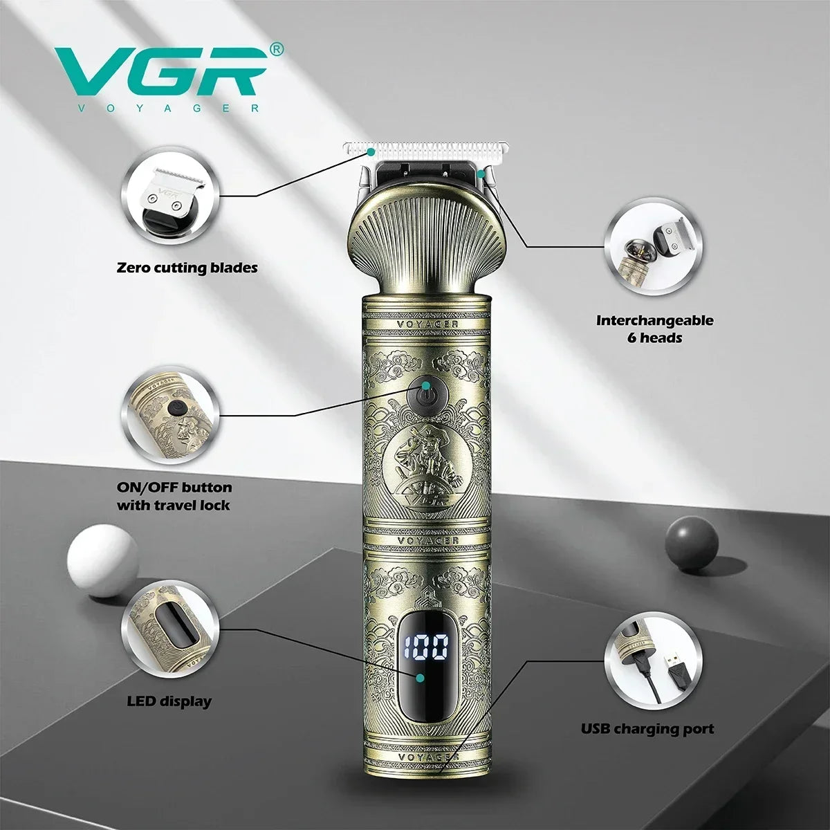 VGR Hair Clipper Trimmer Cutting Machine Rechargeable v106