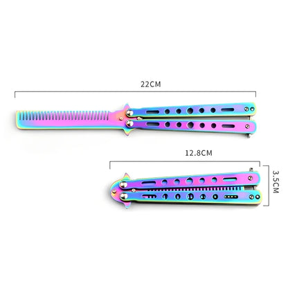 Foldable Comb Stainless Steel Practice Training Butterfly Comb