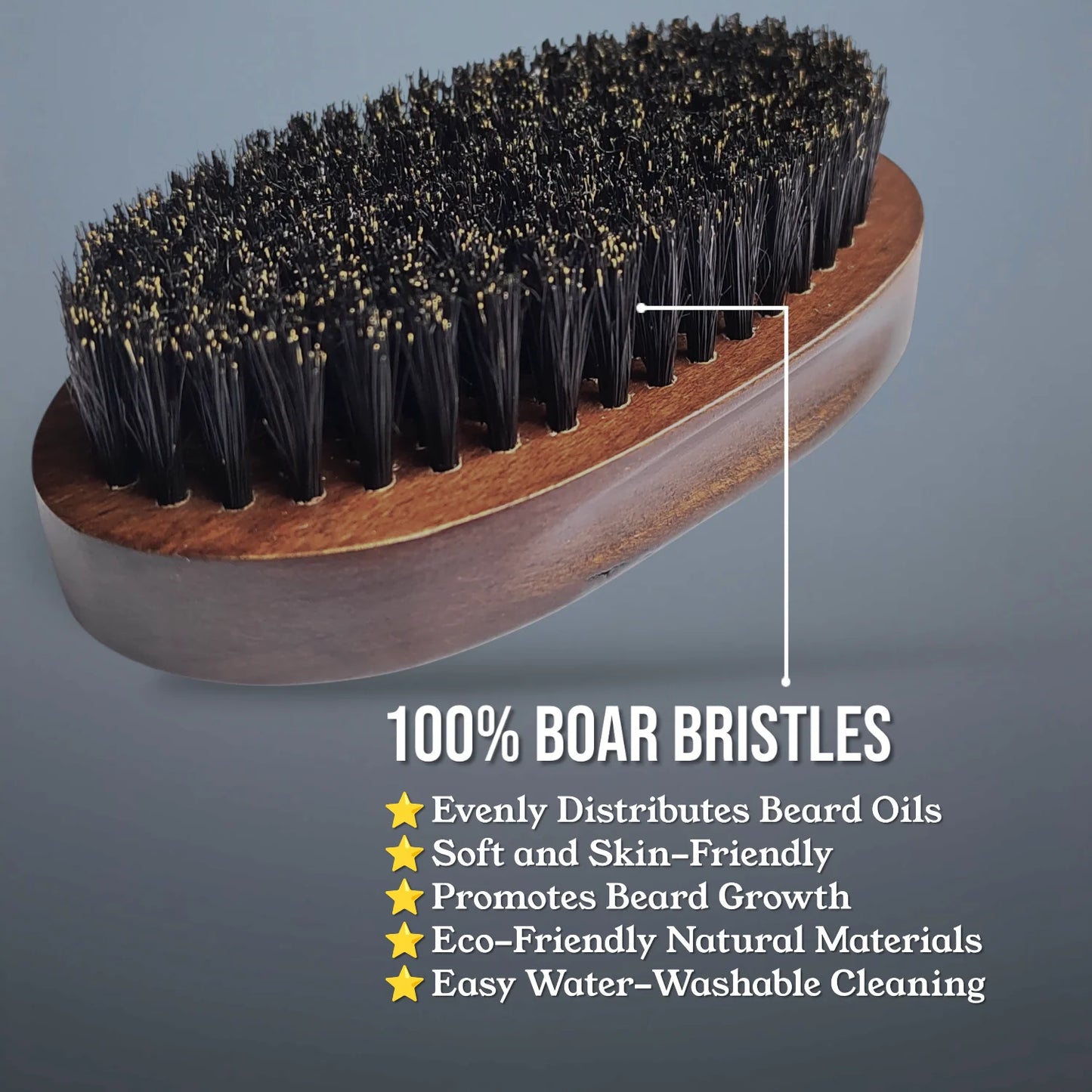 Premium Dark Retro Beard Brush Oval Facial Brush