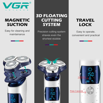VGR 3D Pro Electric Shaver For Men Washable Beard Rotary