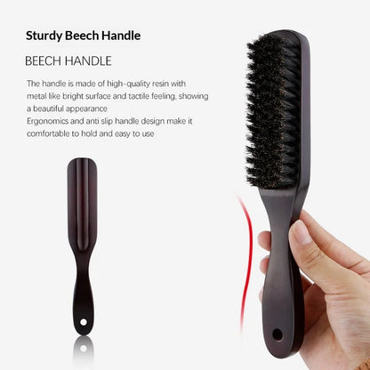 Hair Brush Wood Handle Boar Bristle Beard Comb