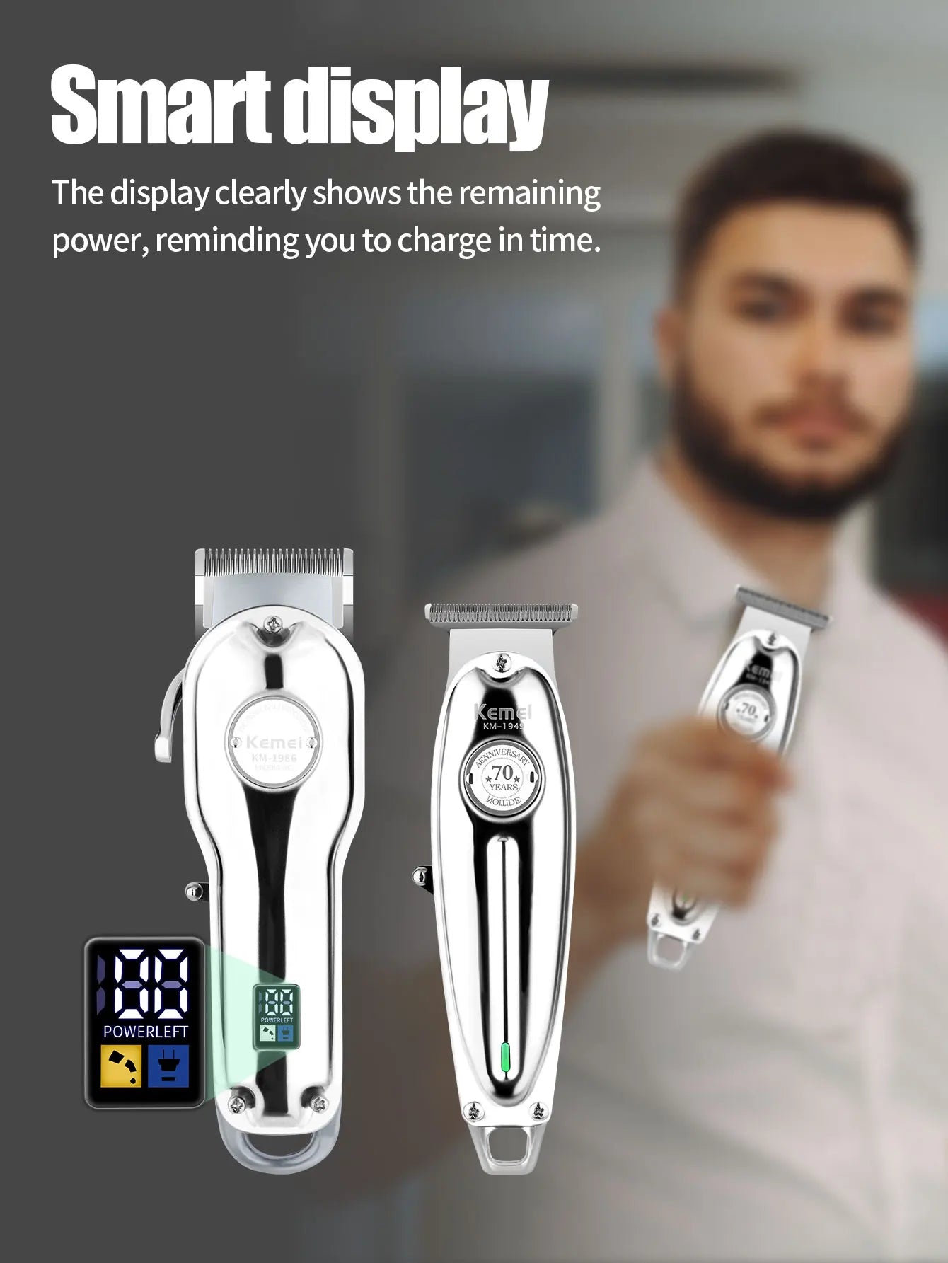 Kemei Professional Finishing Hair Clipper Kit Electric Cordless