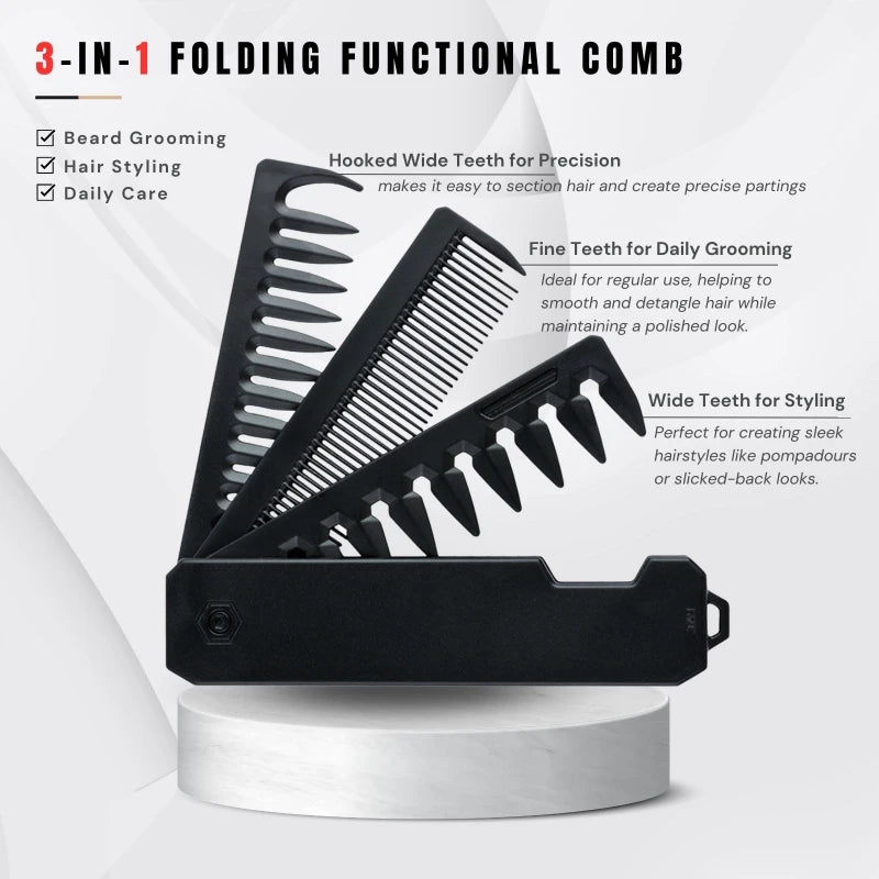 Double/Triple Tooth Portable Folding Hair Comb