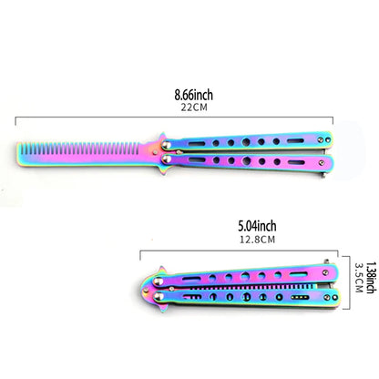 1PCS Foldable Comb Stainless Steel Butterfly Knife Comb