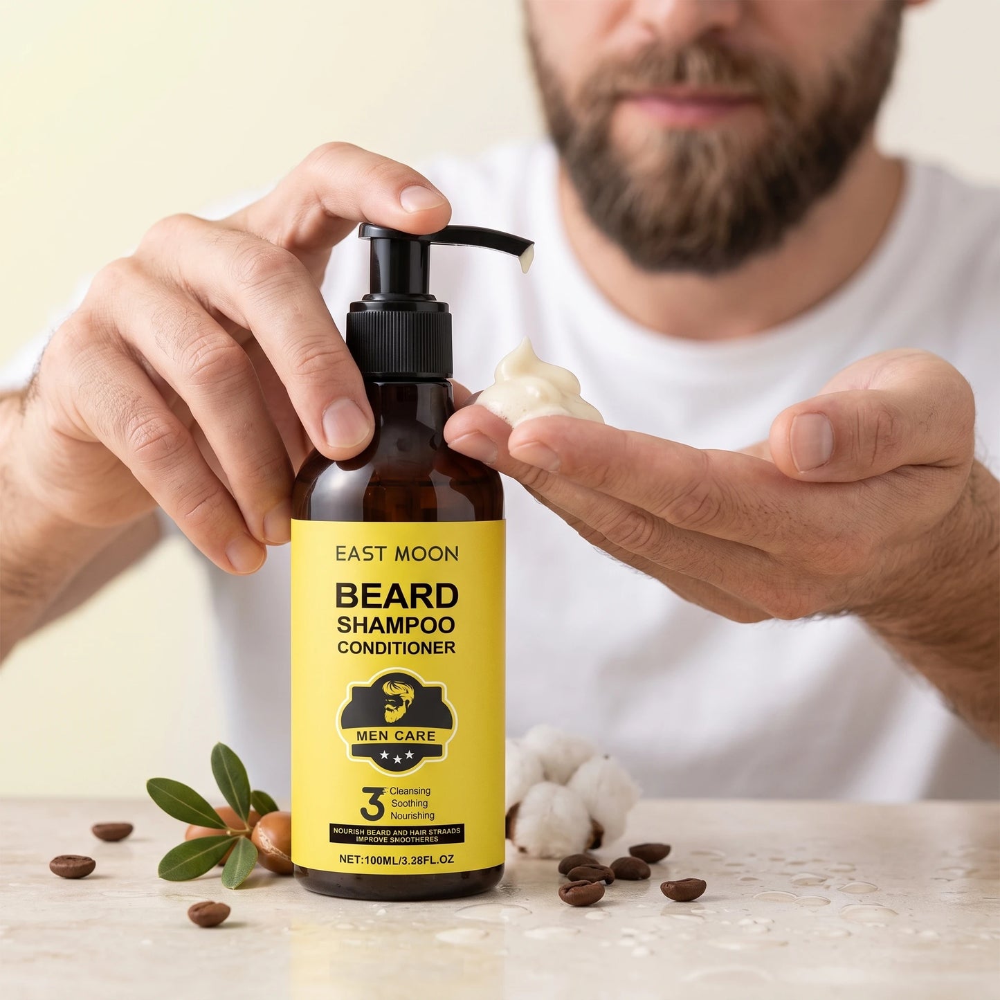 East Moon Men Beard Shampoo Deep Cleaning Moisturizes