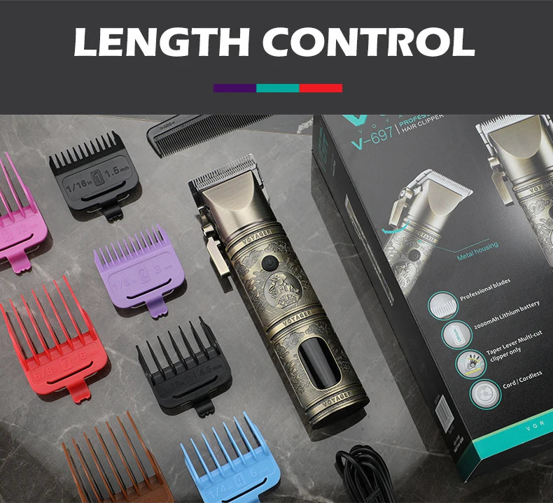 VGR Hair Clipper Professional Hair Trimmer LED Display V-697