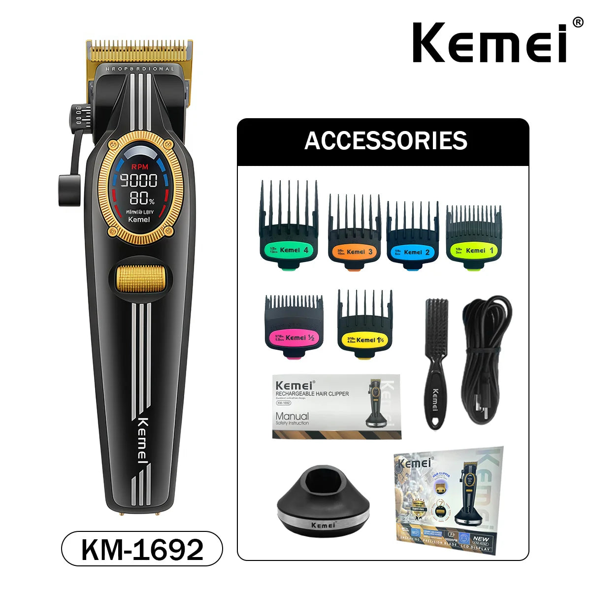 Kemei Trimmer Professional Rechargeable Clippers KM-1685 KM-1692