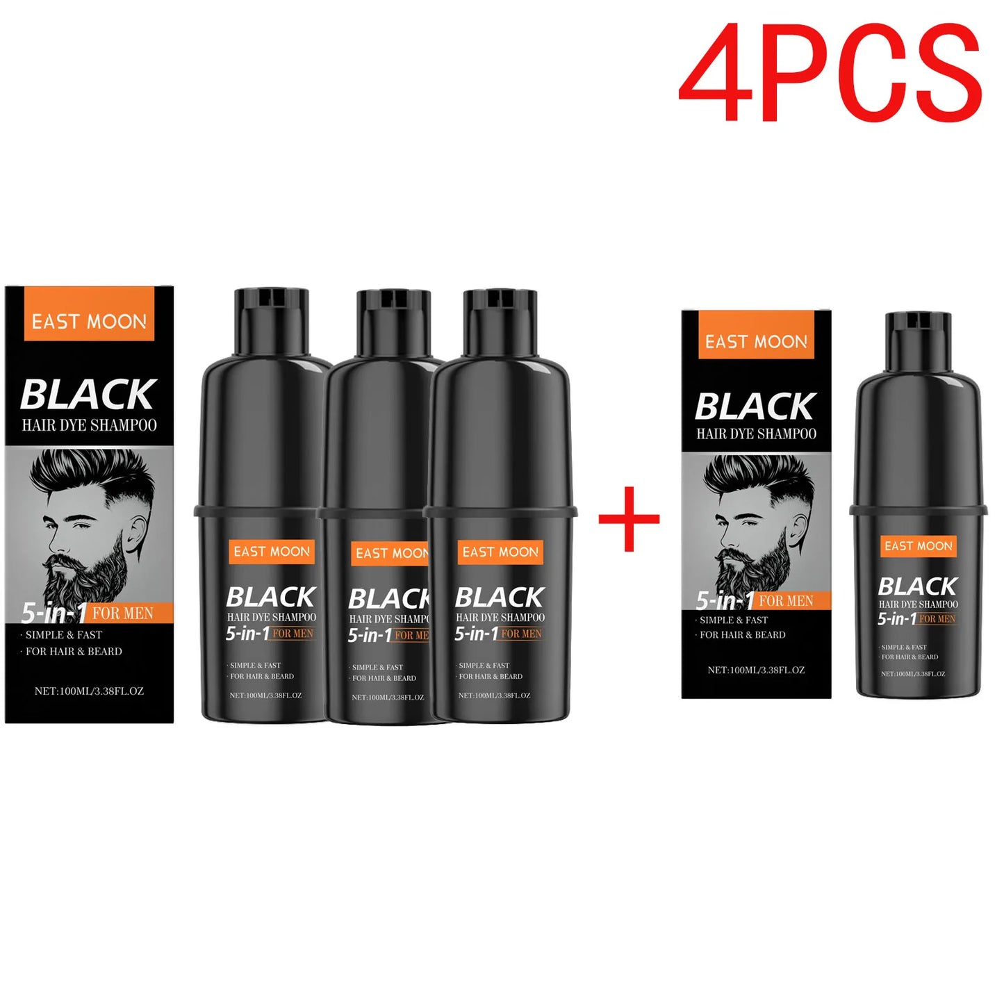 East Moon Men's Black Hair Dye Shampoo Fast Coloring