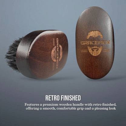 Premium Dark Retro Beard Brush Oval Facial Brush