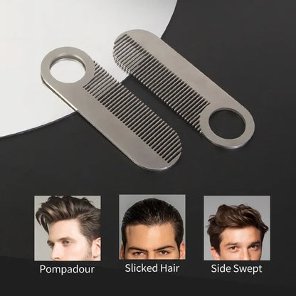 Stainless Steel Men's Beard Comb Portable Mini Oil Head