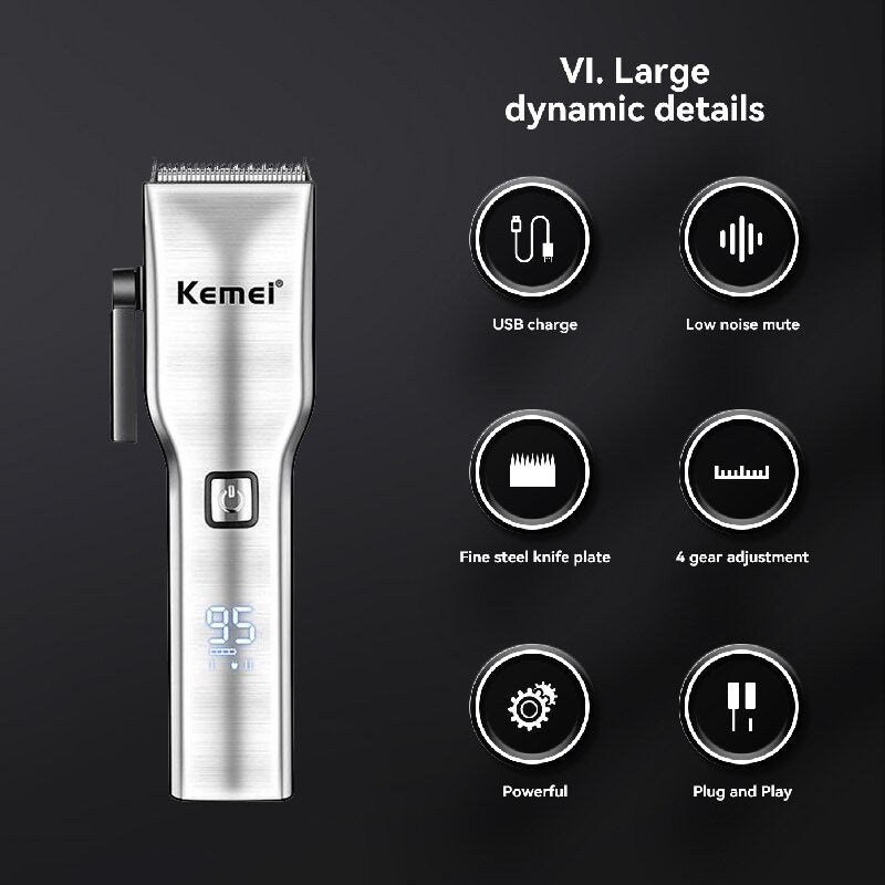 Original Kemei Rechargeable Powerful Hair Trimmer Barber Hair Clipper