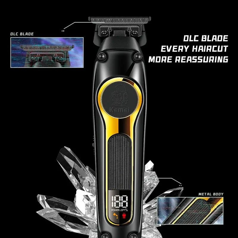 KEMEI KM--2351 USB Rechargeable Hair Clippers DLC Blade