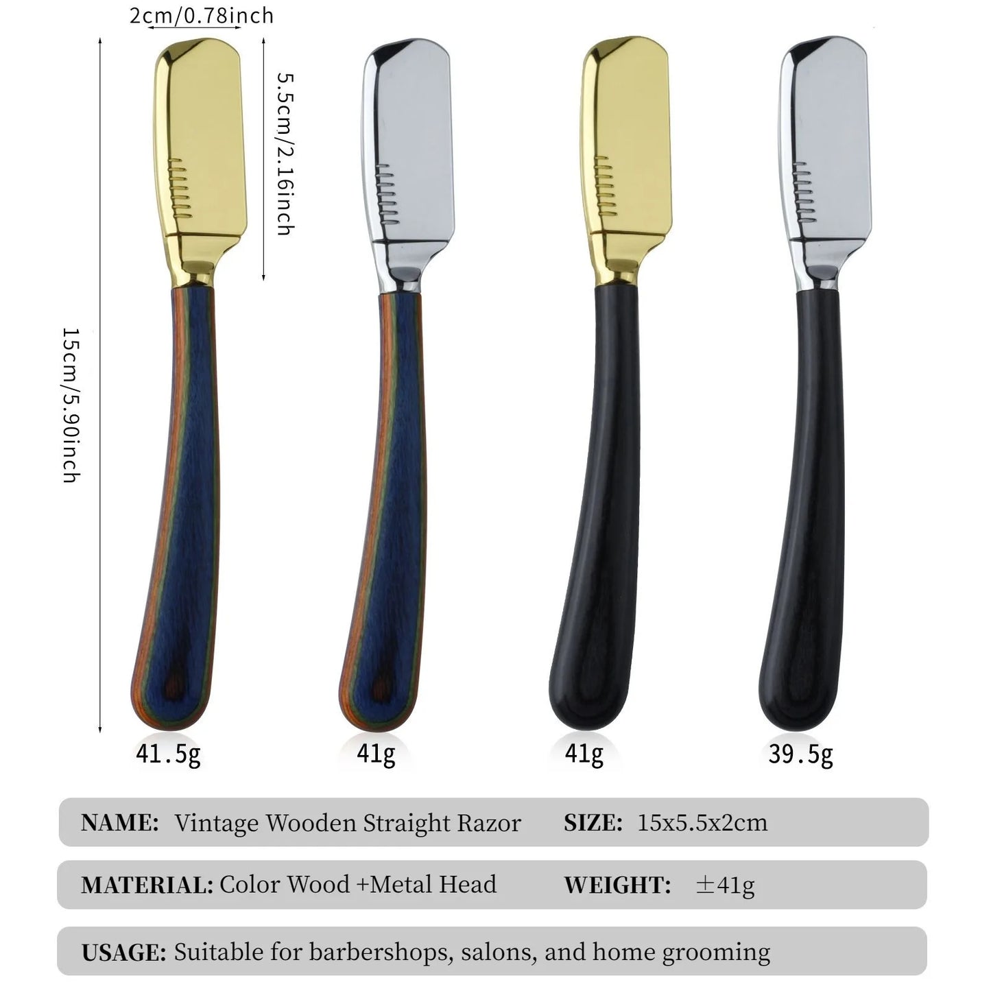 New Pro Color Wood Handle Barber Straight Razors Manual