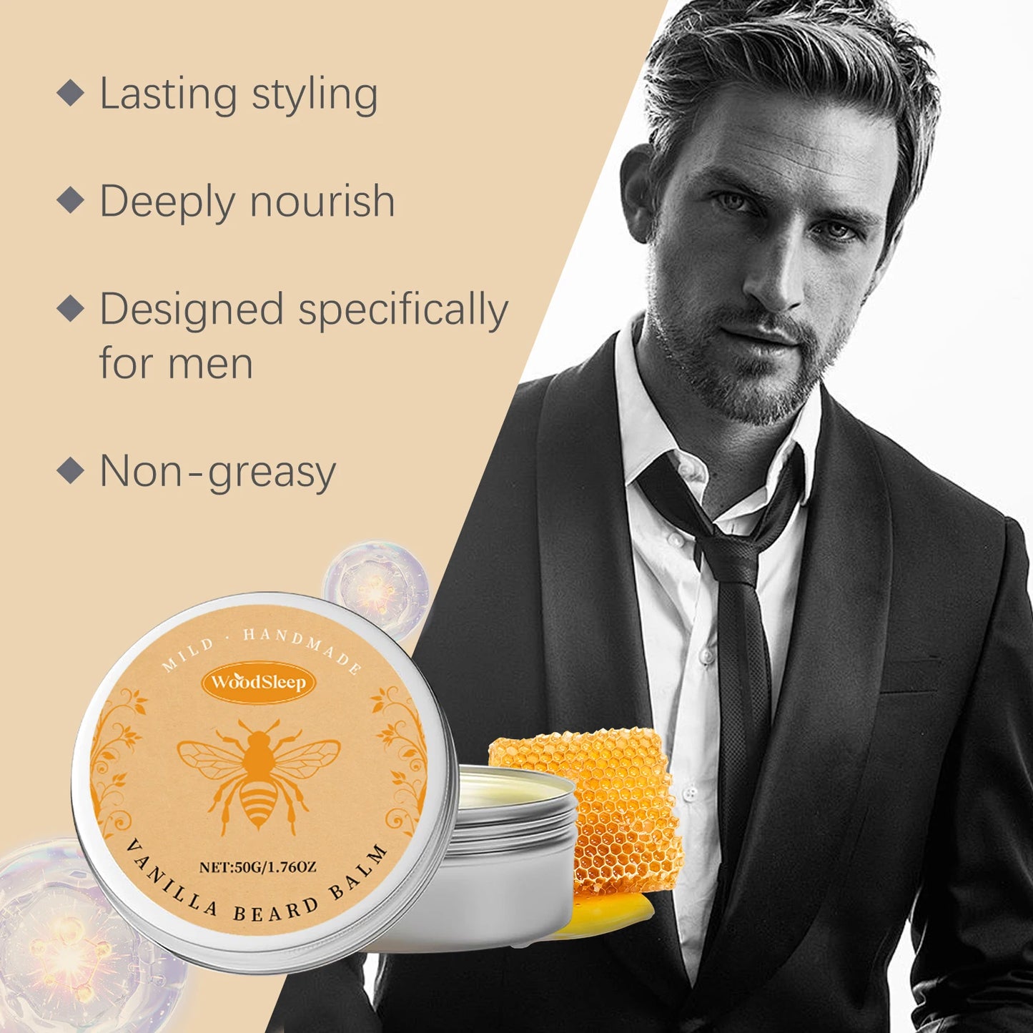 Natural Vanilla Beard Balm Men Styling Beard Care Cream