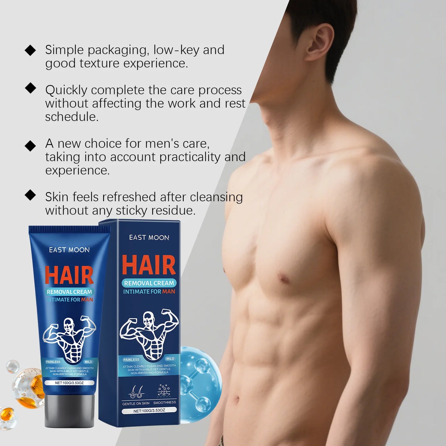 East Moon Men Hair Removal Cream Intimate Areas Painless Removal