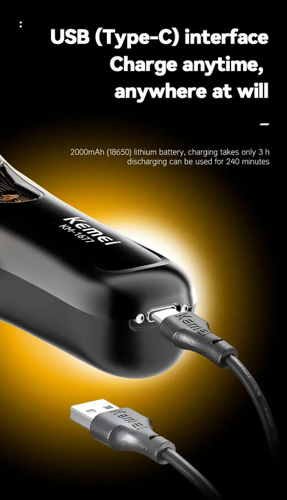 Kemei Rechargeable Barber Hair Clippers Electric Cordless KM-1677