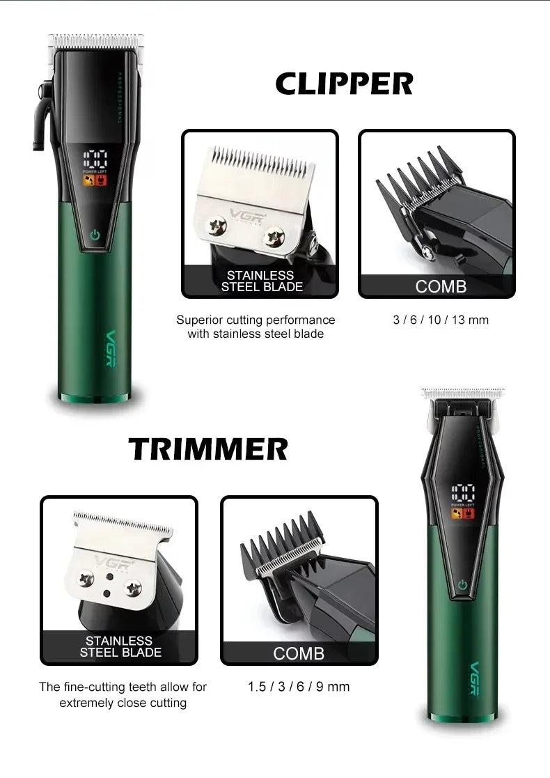 VGR Hair Trimmer Electric Barber Clippers Cordless V-677