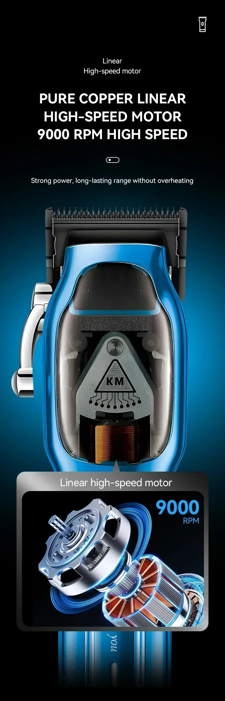 Kemei Km-1763 Fully Automatic Professional Men's Hair Clipper