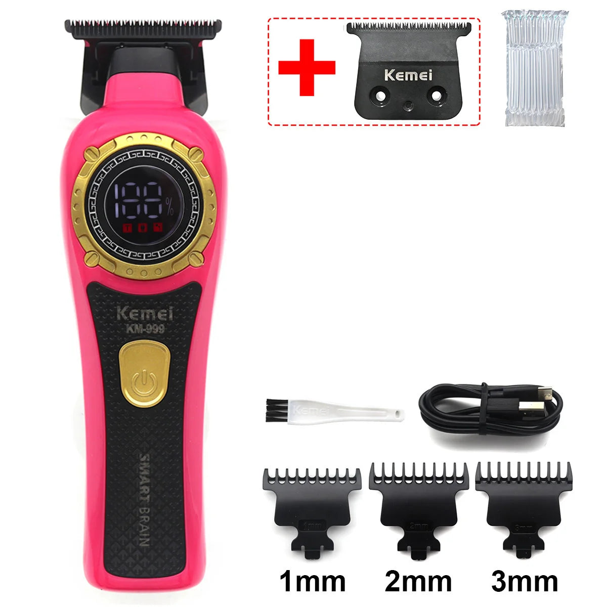 Kemei KM-999 Hair Trimmer for Men DLC T-Blade Zero Gapped