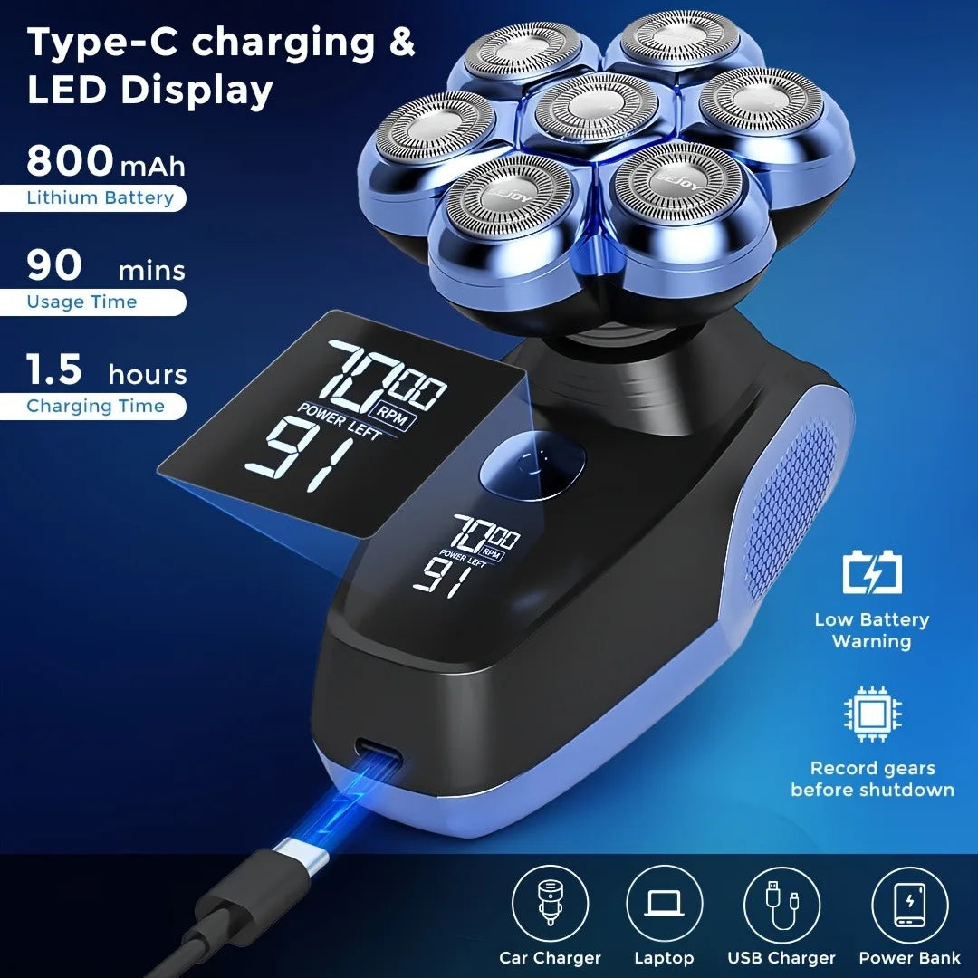 Sejoy Electric Bald Men Shavers Head 7 Floating Heads