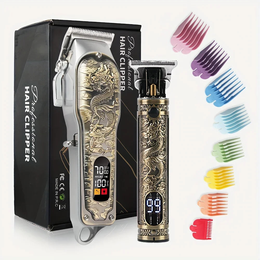 2pcs Set Professional Hair Clippers Set, Cordless Portable Electric Shaver