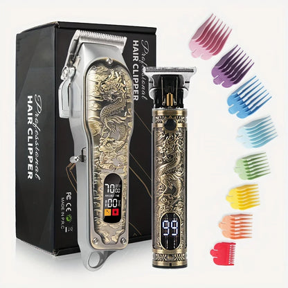 2pcs Set Professional Hair Clippers Set, Cordless Portable Electric Shaver