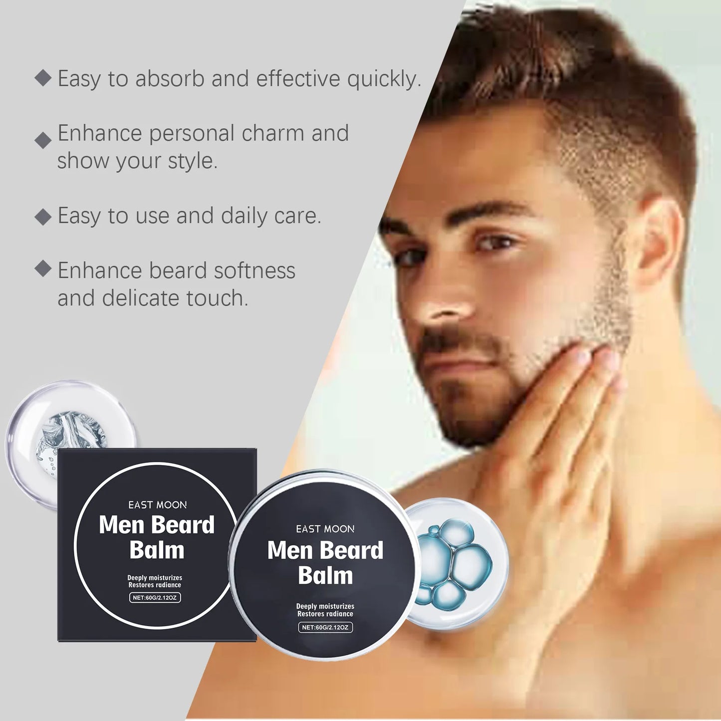 Beeswax Men Beard Balm Moisturize Dry Beard Soften Rough