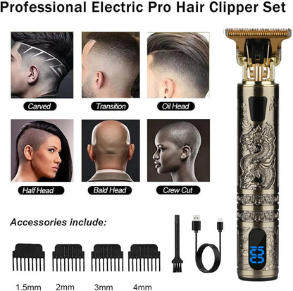 T9 LCD Electric Hairdresser Oil Shaving Head Trimmer