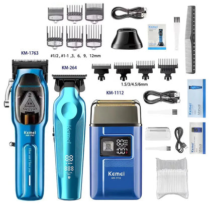 Kemei Hair Clipper Kit for Men Big Power 9000RPM KM-1763 KM-264